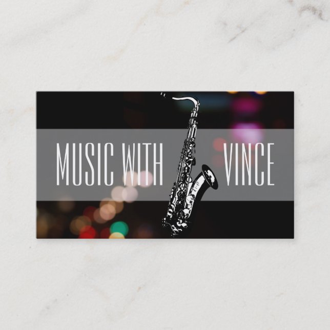 Saxophone Instructeur Music Studio Carte de visite (Devant)