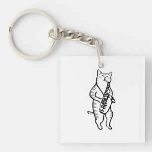 Saxophone Instrument Music Jazz Cat Golf Balls Keychain