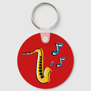 saxophone jazz avec notes porte-clés
