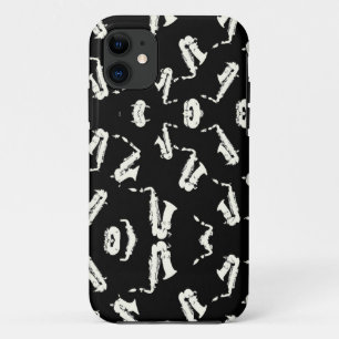 Saxophone Jazz Black And White Pattern iPhone 11 Case