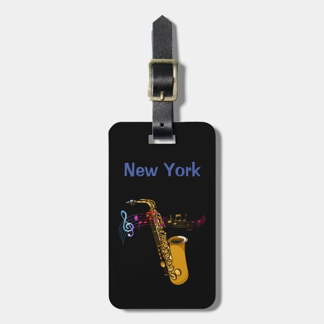 Saxophone Jazz in New York  Luggage Tag (Front Vertical)