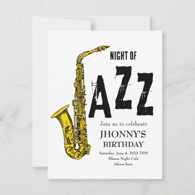 Saxophone Jazz invitation (Front)