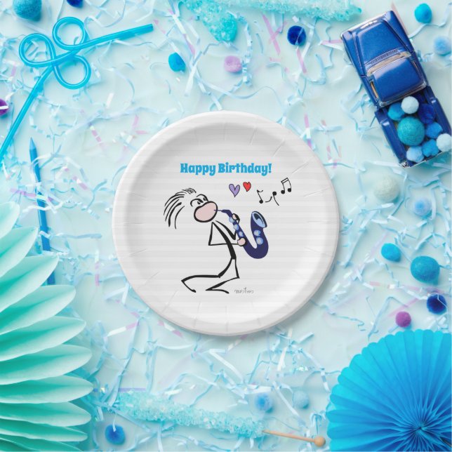 Saxophone Jazz Music Paper Plate (Party)