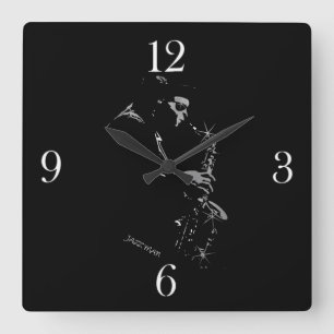 Saxophone Jazz Player Art Design Square Wall Clock