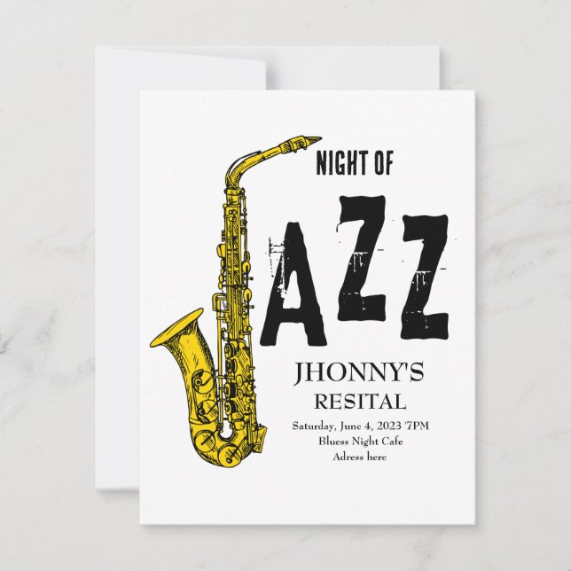 Saxophone Jazz Resital invitation (Front)