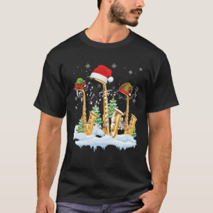 Saxophone Jazz Santa Hat Christmas Tree Musician S T-Shirt