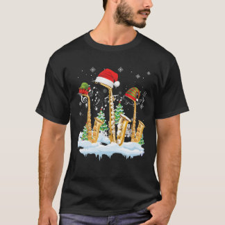 Saxophone Jazz Santa Hat Christmas Tree Musician S T-Shirt