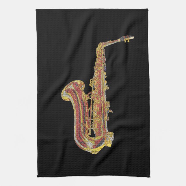 Saxophone Kitchen Towel (Vertical)
