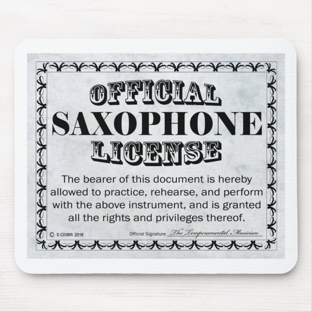 Saxophone License Mouse Pad (Front)