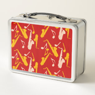 Saxophone Lines Metal Lunch Box