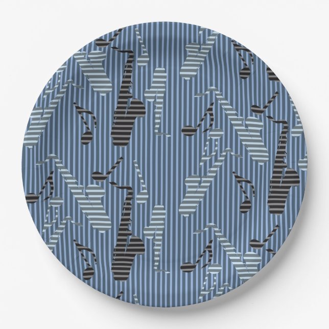 Saxophone Lines  Paper Plate (Front)