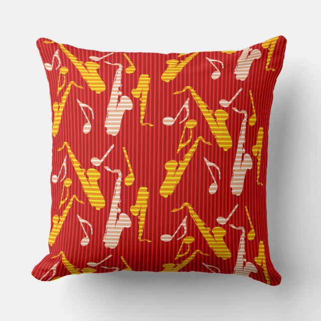 Saxophone Lines Throw Pillow (Front)