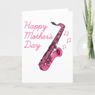 Saxophone Mother's Day Saxophonist Musician Thank You Card