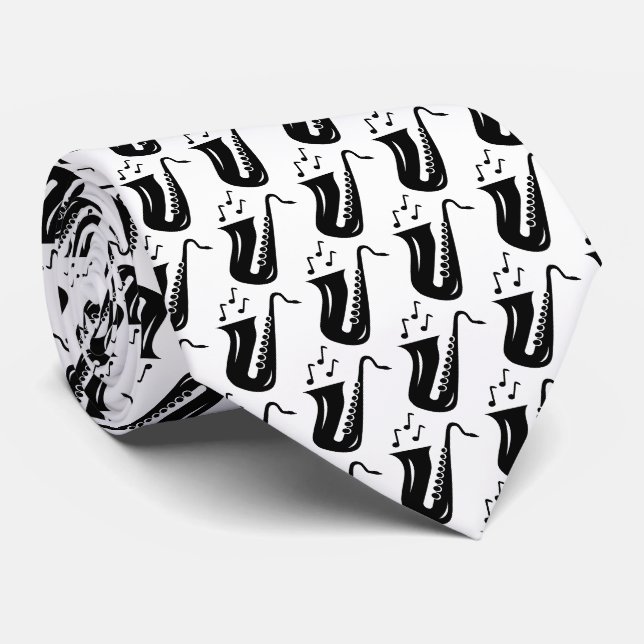 Saxophone motif cadeau cravate avec musicien (Roulé)