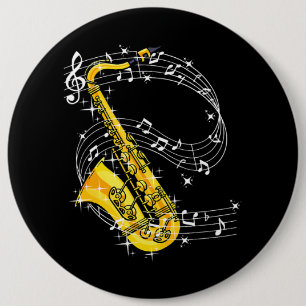 Saxophone Music Jazz Saxophone 6 Inch Round Button