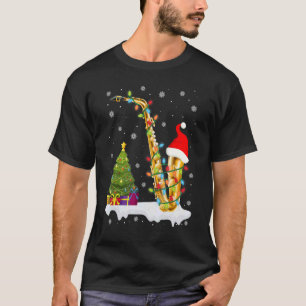 Saxophone Music Lover Xmas Lights Santa Saxophone  T-Shirt