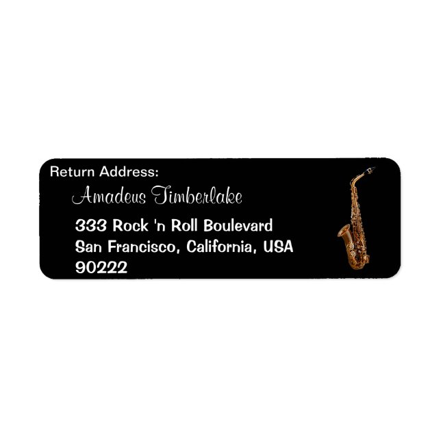 SAXOPHONE Music Lovers Return Address Labels (Front)