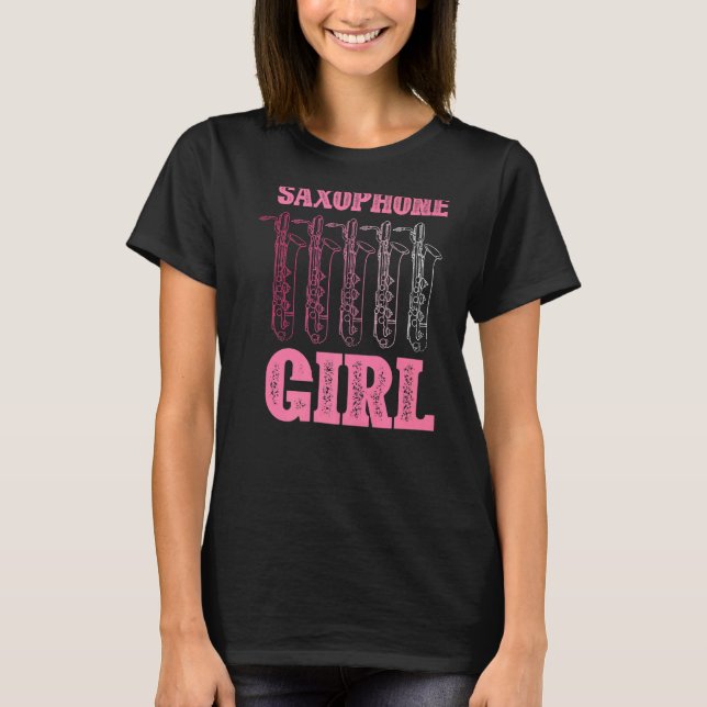 Saxophone Music Musical Instrument Musician Fun T-Shirt (Front)