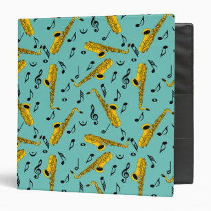 Saxophone Music Note Pattern Binder
