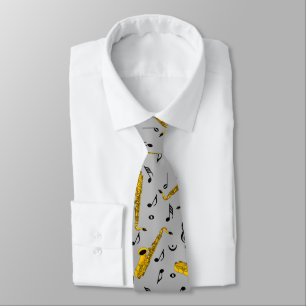 Saxophone Music Note Pattern Neck Tie