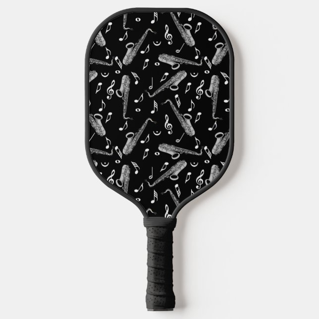 Saxophone Music Note Pattern Pickleball Paddle (Front)