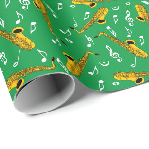 Saxophone Music Note Pattern Wrapping Paper