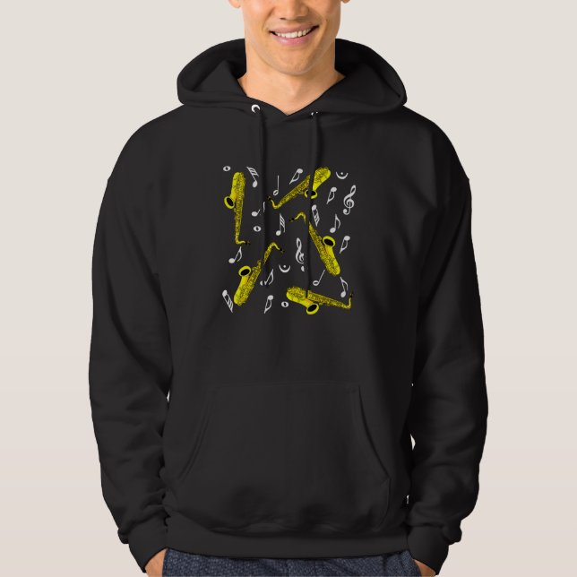 Saxophone Music Notes Hoodie (Front)