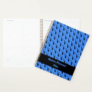 Saxophone Music Notes Personalized Blue Planner