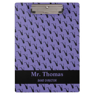 Saxophone Music Notes Personalized Purple Clipboard