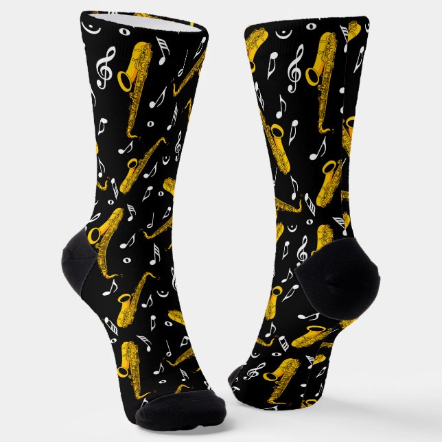 Saxophone Music Notes Socks (Angled)