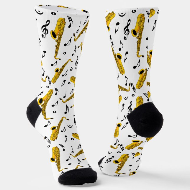Saxophone Music Notes Socks (Angled)