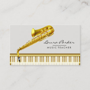 Saxophone Music Teacher Piano Keyboard  Musician Business Card