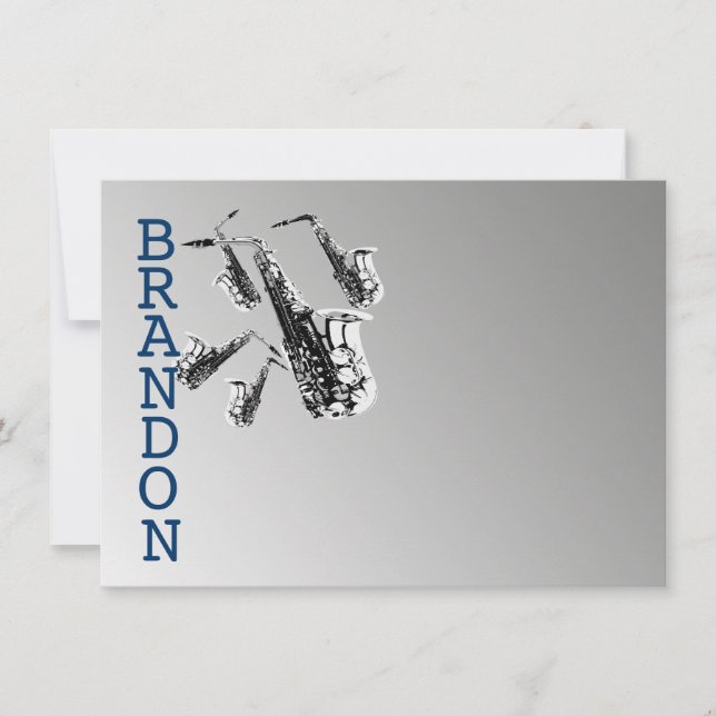 Saxophone Music Thank You Flat Card (Front)