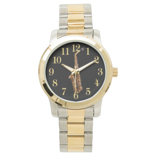 Saxophone Music-Themed Musician's Gift Watch (Front)