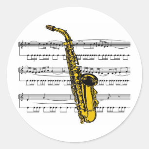 Saxophone musical 13 B Classic Round Sticker