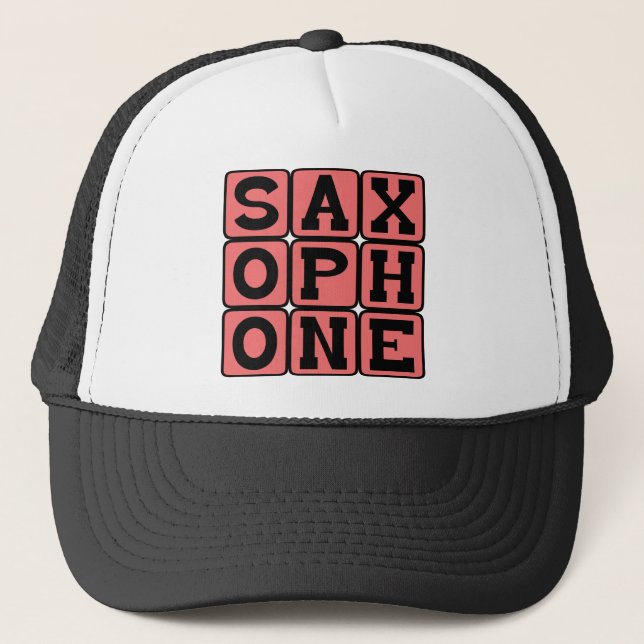 Saxophone, Musical Instrument Trucker Hat (Front)