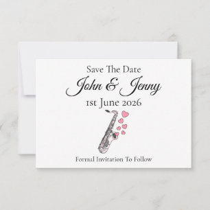 Saxophone Musician Wedding Save The Date