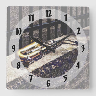 Saxophone on Wall Square Wall Clock