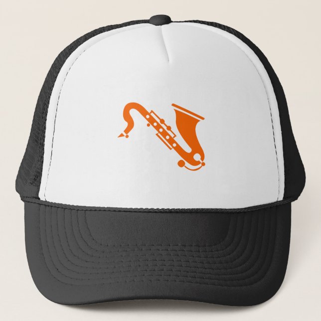Saxophone - Orange Trucker Hat (Front)
