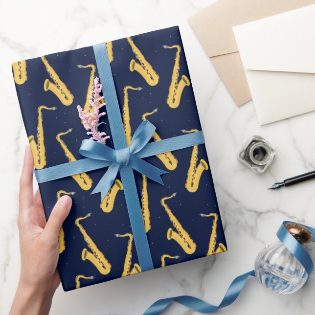 Saxophone Pattern Cool Saxophonist Wrapping Paper (Gifting)