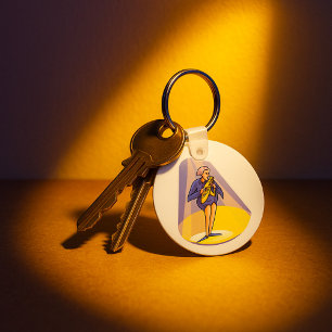 Saxophone Performer Under Spotlight Keychain