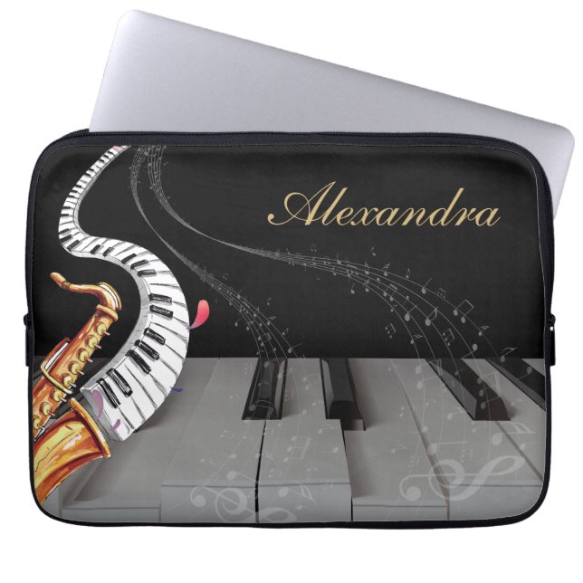 Saxophone Personalized  Laptop Sleeve (Front)