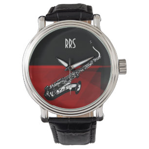 Saxophone Personalized Monogram Gift Watch