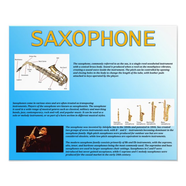 Saxophone Photo Print (Front)