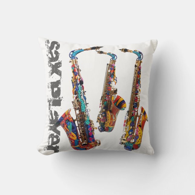 Saxophone Photo Print Square Pillow by Juleez (Front)