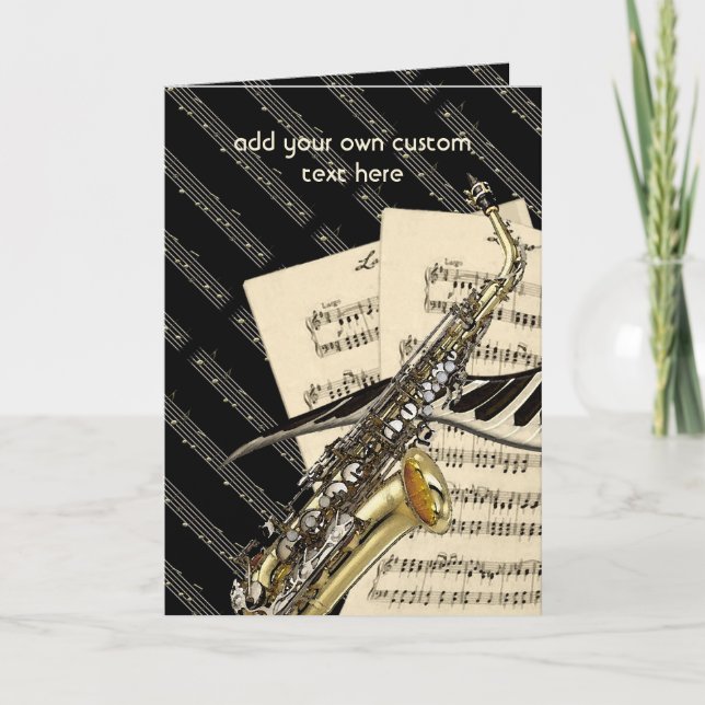 Saxophone & Piano Music Design Personalized Card (Front)
