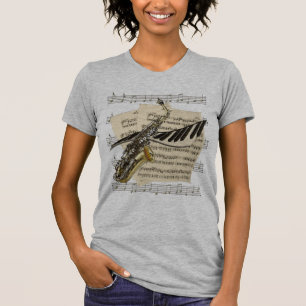 Saxophone & Piano Music Tees