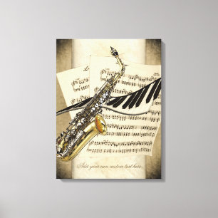 Saxophone & Piano Personalized Wall Canvas Print