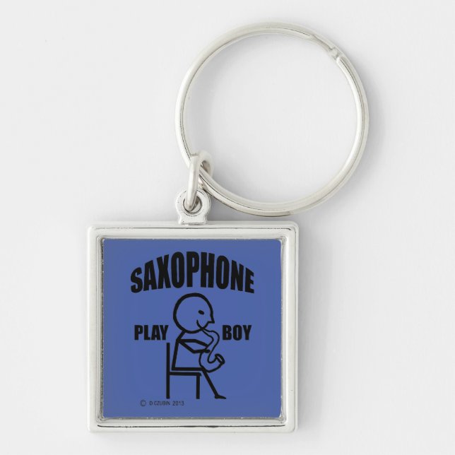 Saxophone Play Boy Keychain (Front)