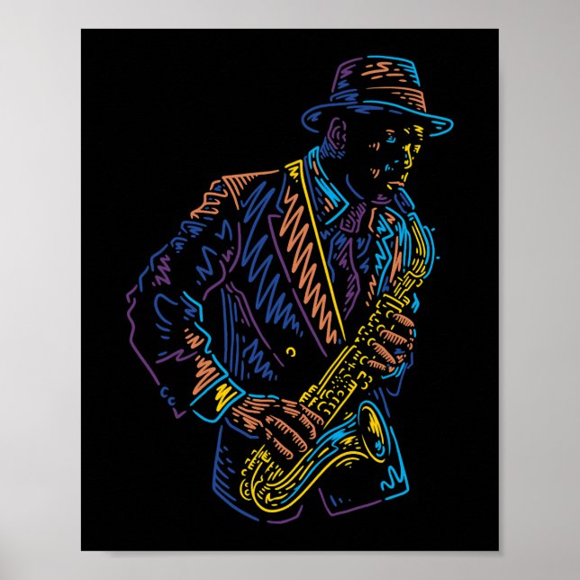 Saxophone player abstract art poster (Front)